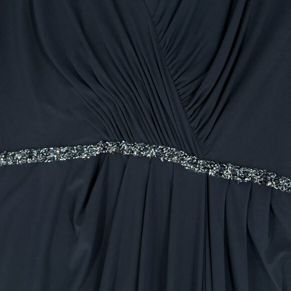 Ieena Mac Duggal Blue Faux Wrap V Neck Cap Sleeve Beaded Gown Size 14 Read - Picture 8 of 14